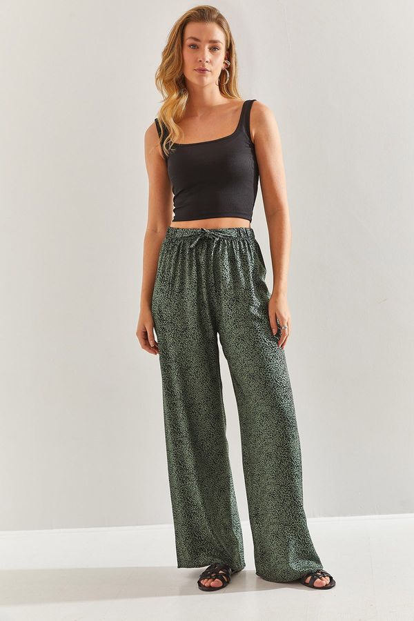 Bianco Lucci Bianco Lucci Women's Elastic Waist Patterned Viscose Trousers