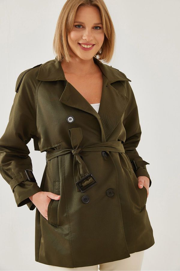 Bianco Lucci Bianco Lucci Women's Epaulettes Detail Intermediate Trench Coat 2489