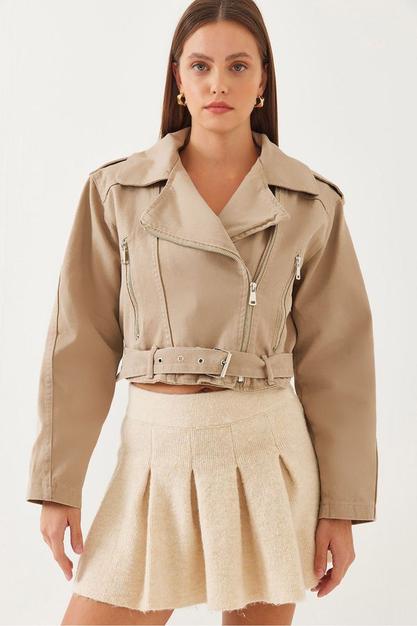 Bianco Lucci Bianco Lucci Women's Gabardine Biker Jacket 2436