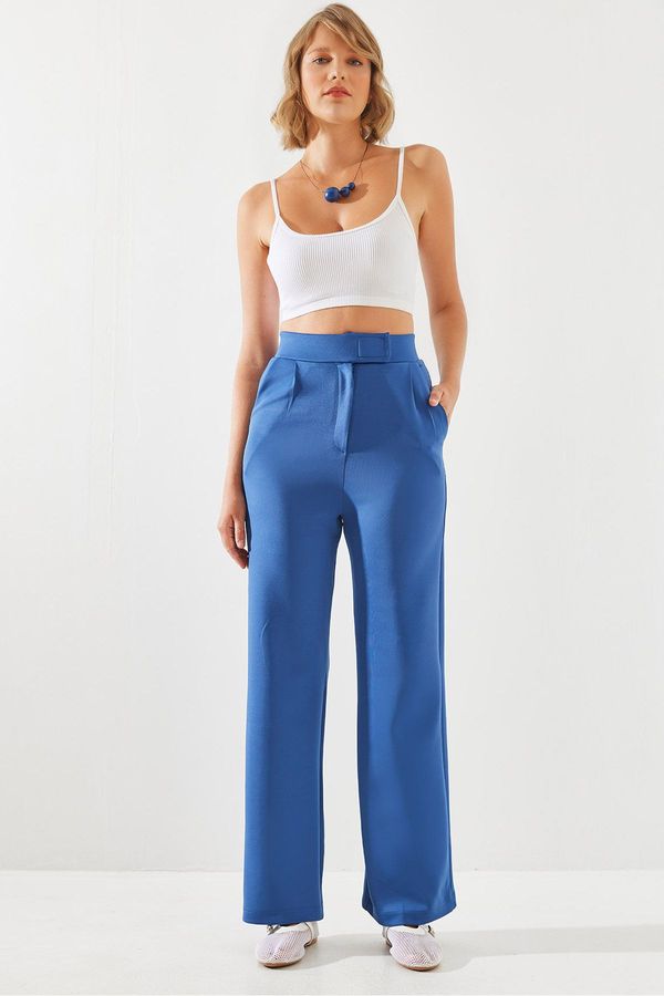 Bianco Lucci Bianco Lucci Women's High Waist Lycra Velcro Palazzo Scuba Pants