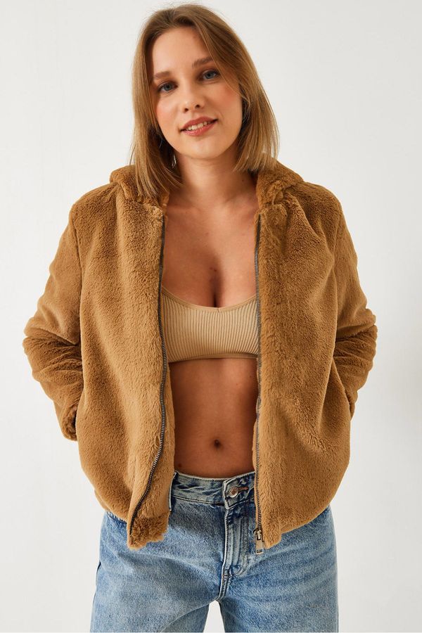 Bianco Lucci Bianco Lucci Women's Hooded Plush Für Coat