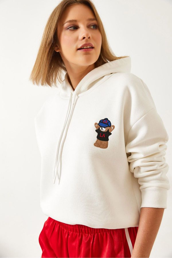 Bianco Lucci Bianco Lucci Women's Hooded Three Thread Raised Sweatshirt