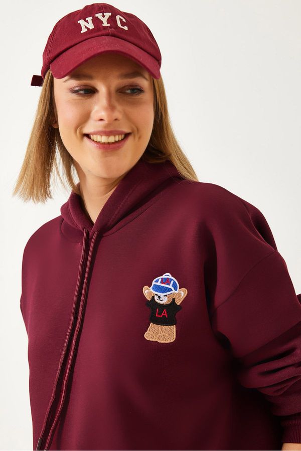 Bianco Lucci Bianco Lucci Women's Hooded Three Thread Raised Sweatshirt