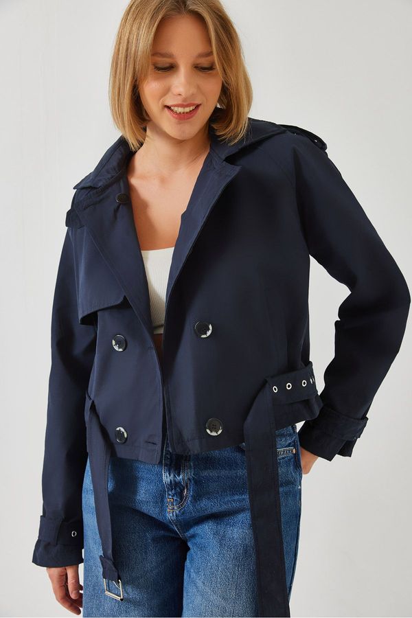 Bianco Lucci Bianco Lucci Women's Jacket with Sleeves and Waist Belt 2604