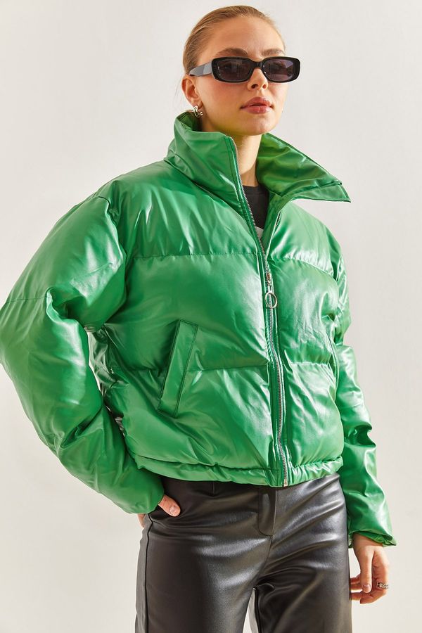 Bianco Lucci Bianco Lucci Women's Judge Collar Leather Down Coat