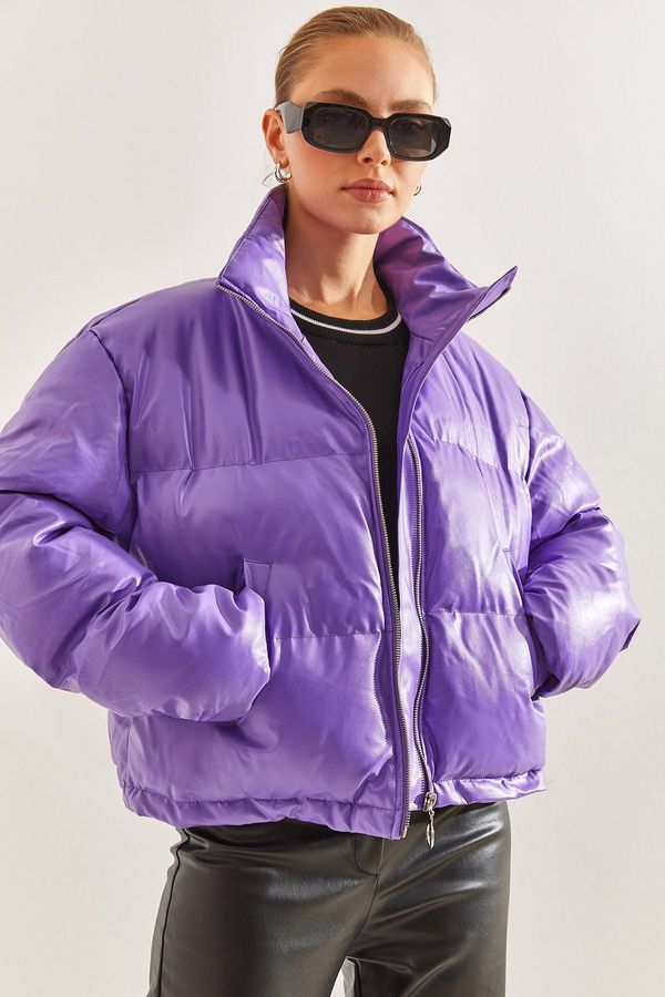 Bianco Lucci Bianco Lucci Women's Judge Collar Leather Down Coat