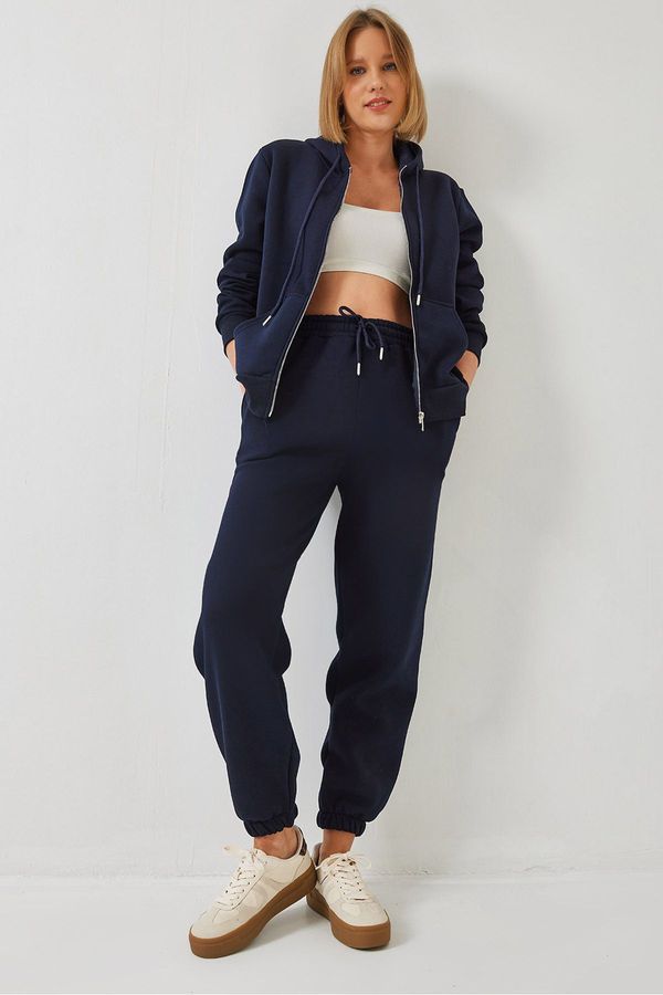 Bianco Lucci Bianco Lucci Women's Kangaroo Pocket Hooded Cardigan Bottom-Top Set MBHS015