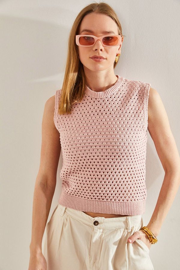 Bianco Lucci Bianco Lucci Women's Knitted Patterned Knitwear Blouse