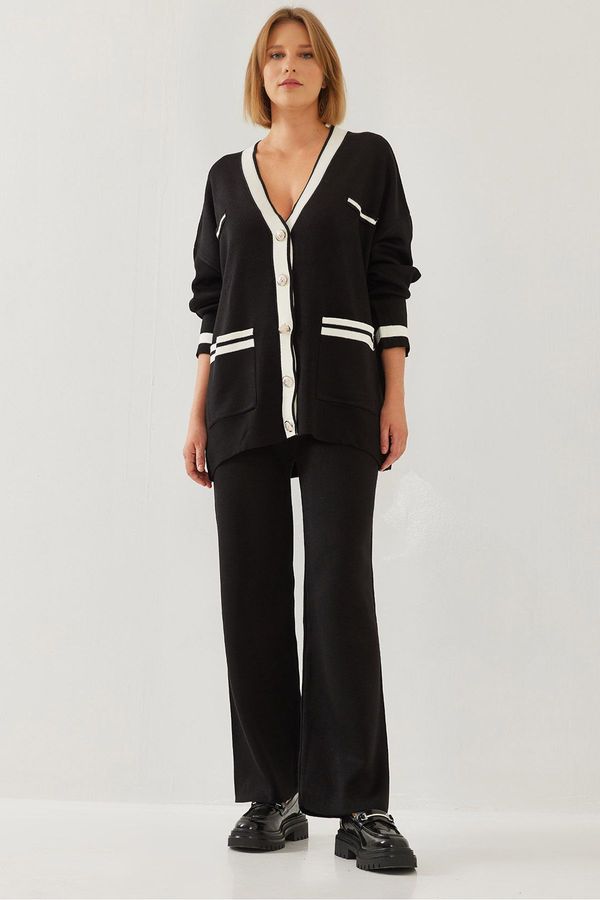 Bianco Lucci Bianco Lucci Women's Knotted Cardigan Knitwear Bottom Top Set 8062