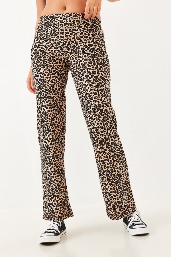 Bianco Lucci Bianco Lucci Women's Leopard Patterned Suede Trousers 10016