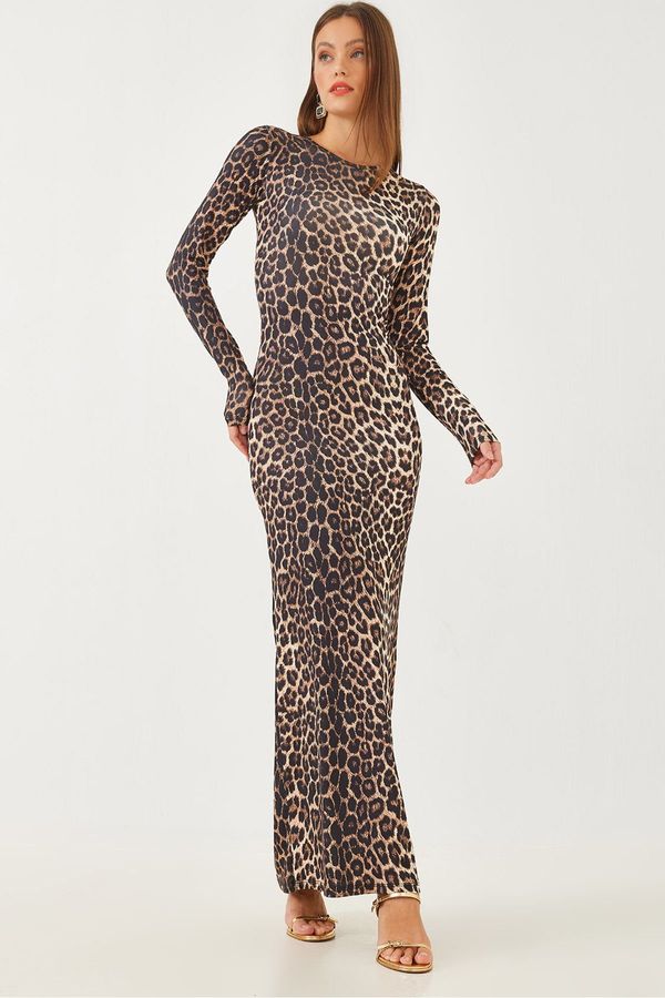 Bianco Lucci Bianco Lucci Women's Leopard Print Long Dress 376-1