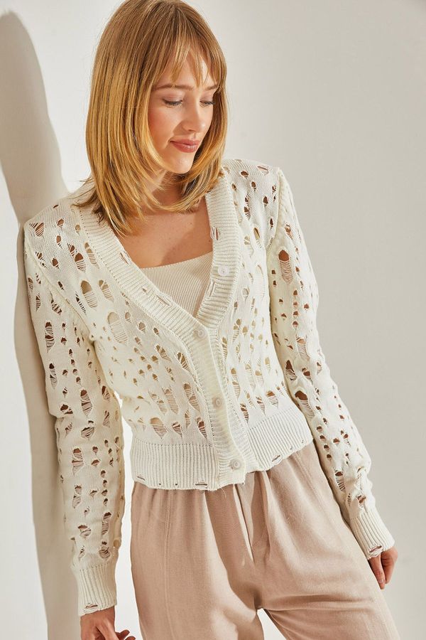 Bianco Lucci Bianco Lucci Women's Long Sleeve Openwork Cardigan