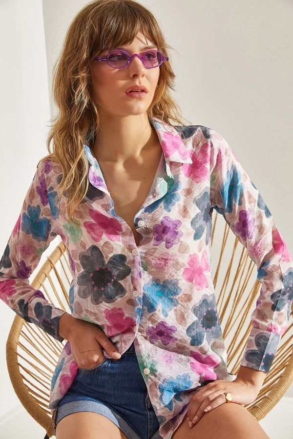 Bianco Lucci Bianco Lucci Women's Patterned Viscose Slim Shirt