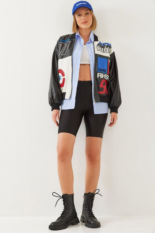 Bianco Lucci Bianco Lucci Women's Piece Patterned Leather Jacket