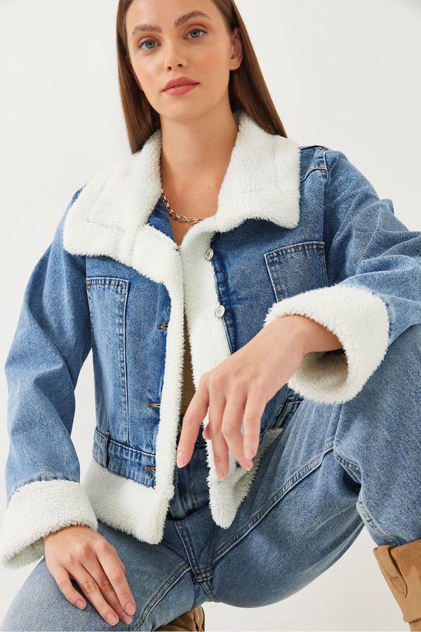 Bianco Lucci Bianco Lucci Women's Plush Denim Jacket