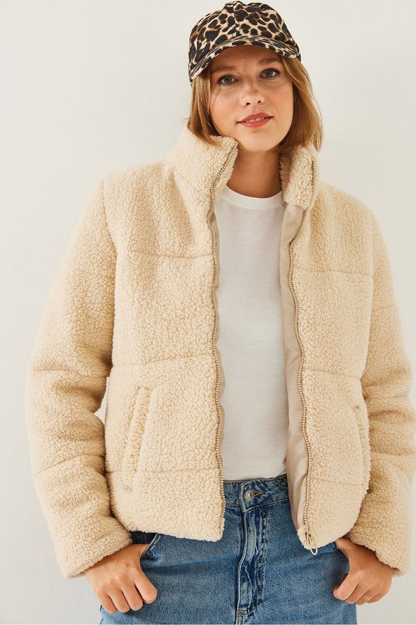 Bianco Lucci Bianco Lucci Women's Plush Embossed Teddy Women's Puffer Coat