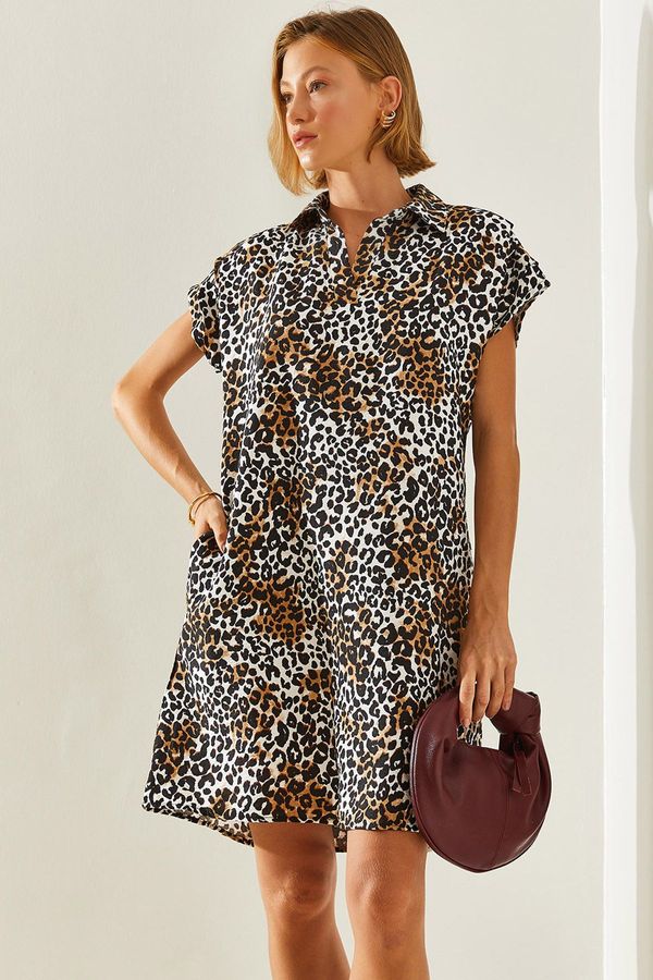 Bianco Lucci Bianco Lucci Women's Polo Collar Patterned Summer Dress Dress