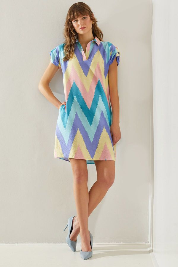 Bianco Lucci Bianco Lucci Women's Polo Collar Patterned Summer Dress Dress