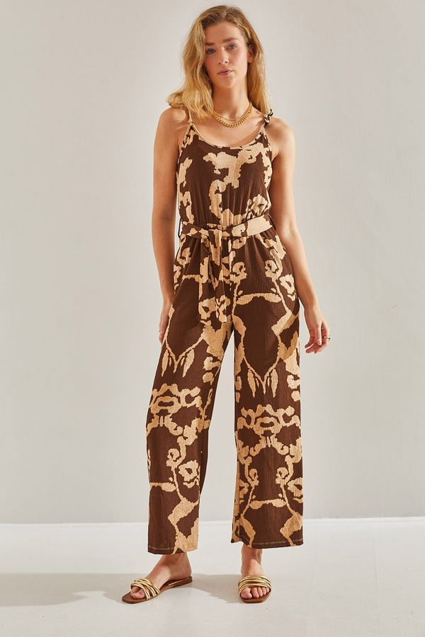 Bianco Lucci Bianco Lucci Women's Rope Strap Patterned Jumpsuit