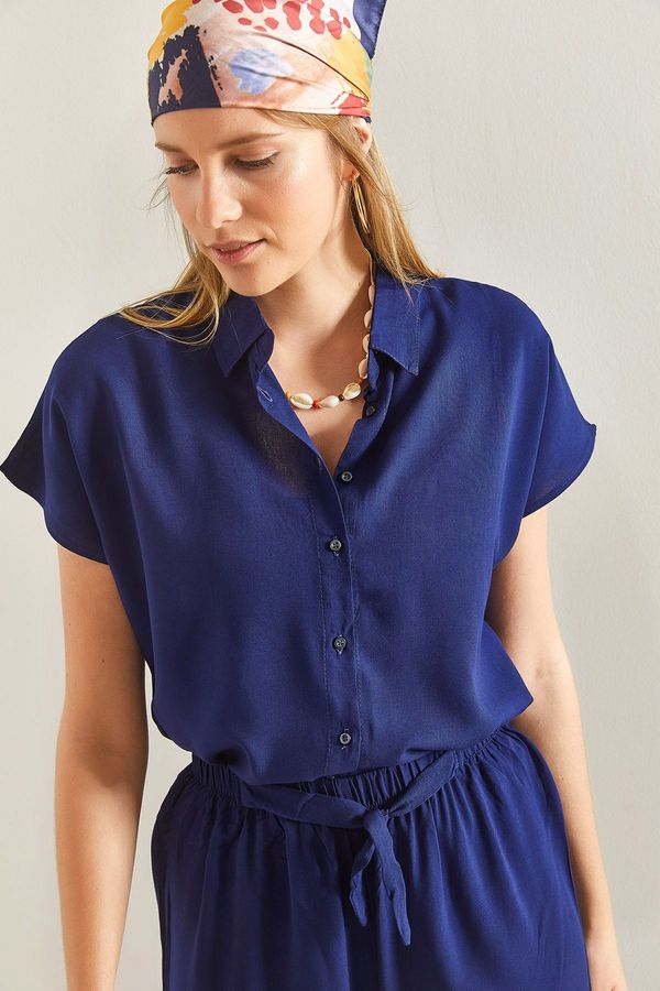 Bianco Lucci Bianco Lucci Women's Short Sleeve Basic Viscose Shirt