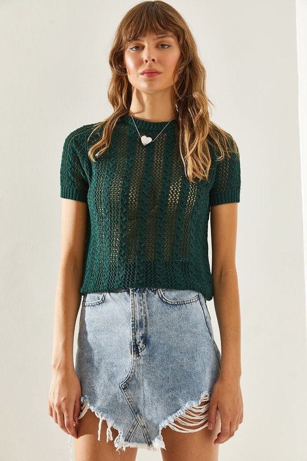 Bianco Lucci Bianco Lucci Women's Short Sleeve Knitwear Blouse