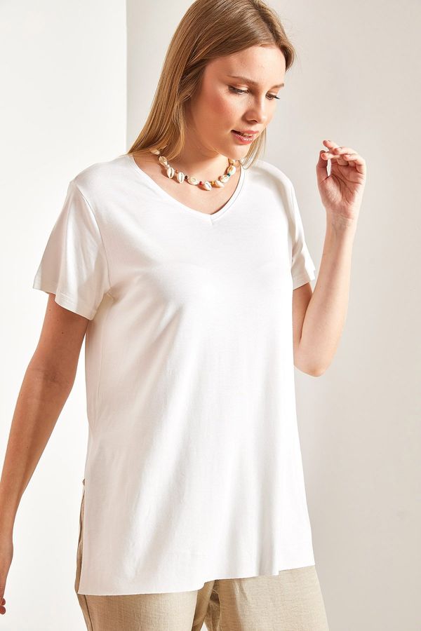 Bianco Lucci Bianco Lucci Women's Side Slit Viscose Tshirt