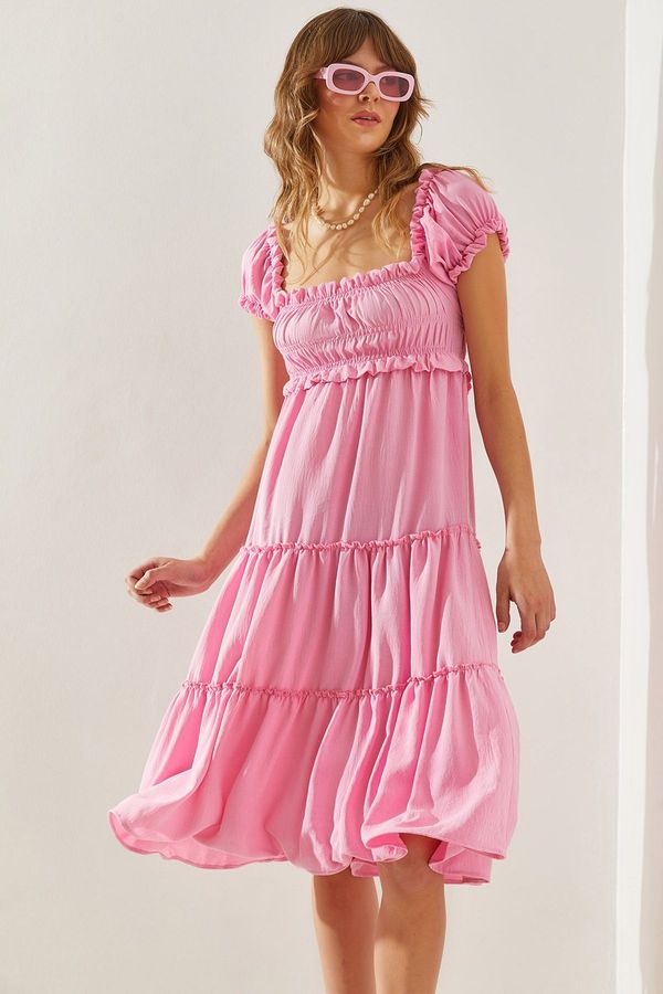 Bianco Lucci Bianco Lucci Women's Square Collar 3 Layer Ayrobin Dress