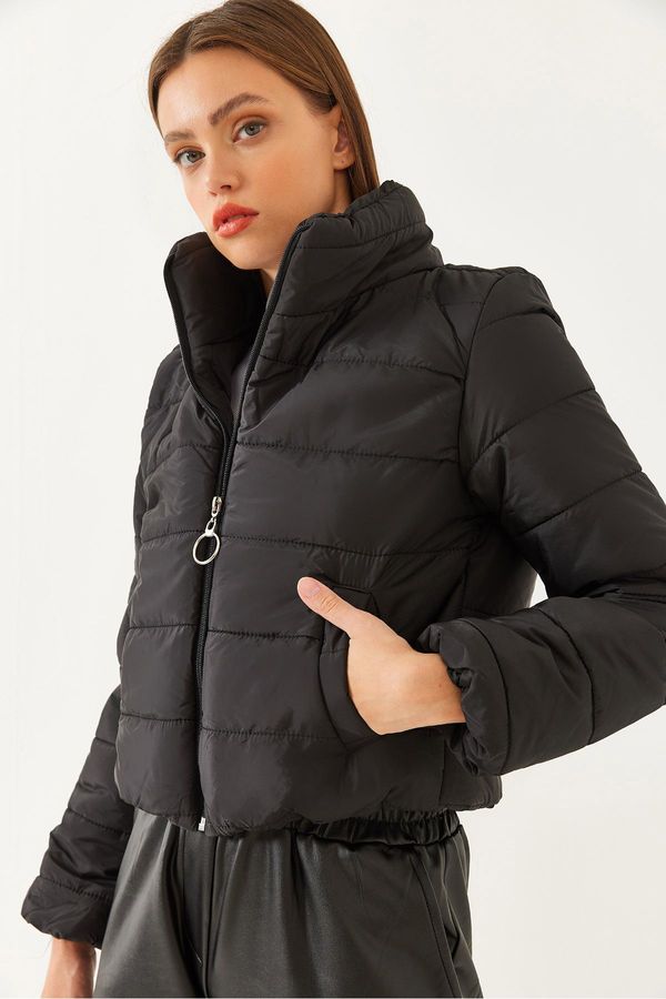 Bianco Lucci Bianco Lucci Women's Stitch Detailed Stand Collar Waterproof Short Puffer Jacket