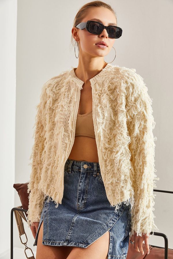 Bianco Lucci Bianco Lucci Women's Tasseled Knitwear Cardigan