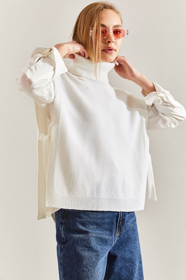 Bianco Lucci Bianco Lucci Women's Turtleneck Tie Tie Knitwear Sweater