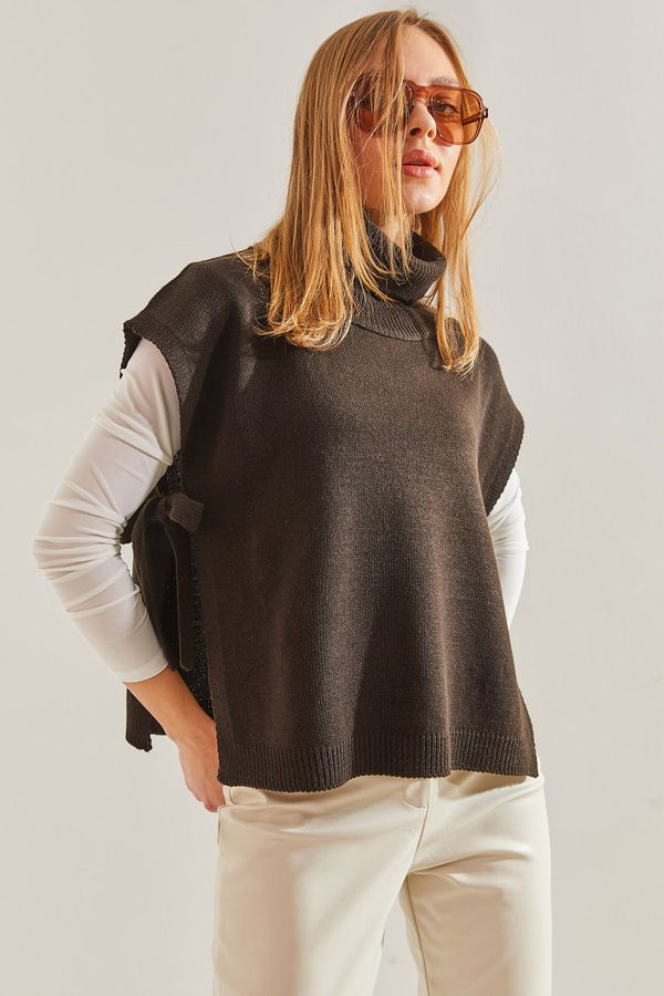 Bianco Lucci Bianco Lucci Women's Turtleneck Tie Tie Knitwear Sweater