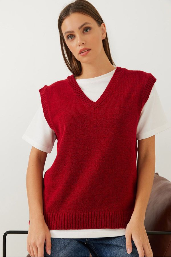 Bianco Lucci Bianco Lucci Women's V Neck Knitted Sweater