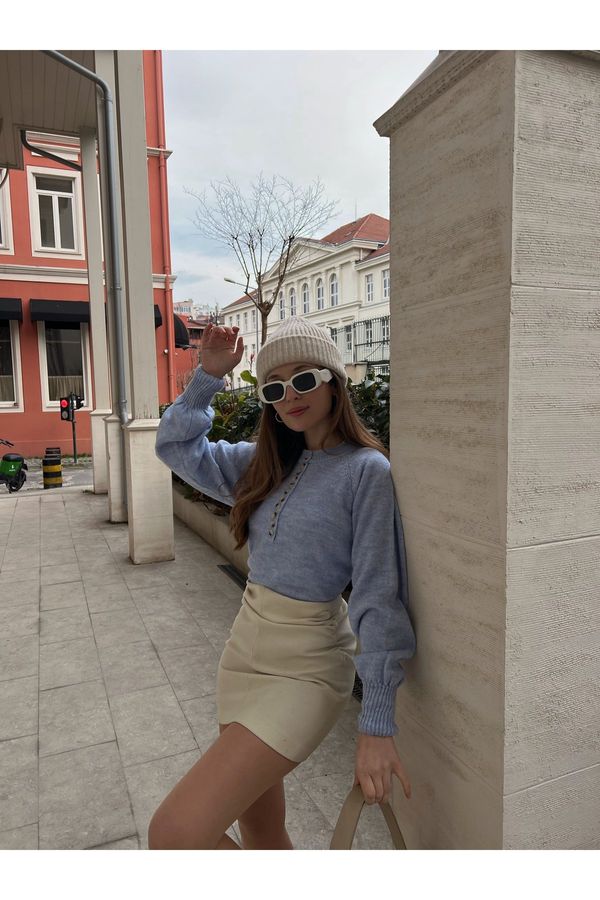 Bianco Lucci Bianco Lucci жените бутон надолу поло трикотаж пуловер