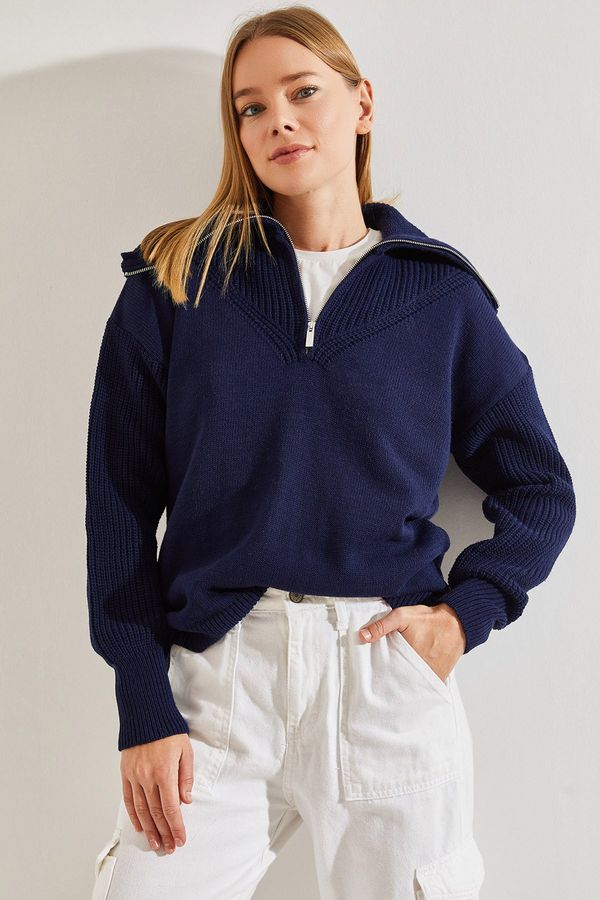 Bianco Lucci Bianco Lucci жените поло цип трикотаж пуловер