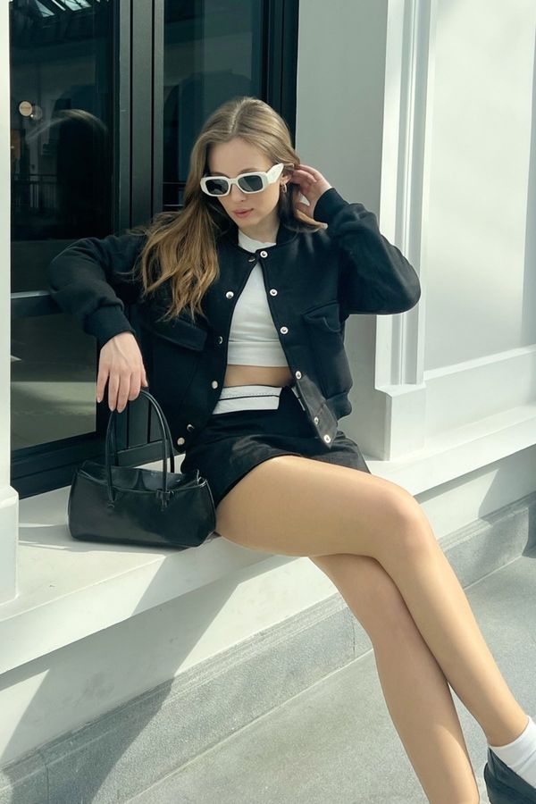 Bianco Lucci Bianco Lucci жените три нишка маркирани бомбардировач яке с двойни джобове