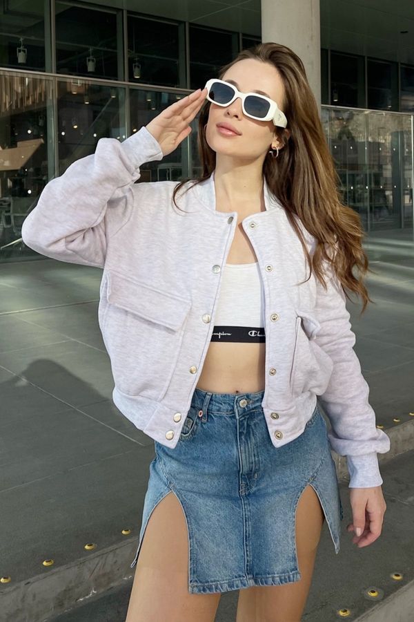 Bianco Lucci Bianco Lucci жените три нишка маркирани бомбардировач яке с двойни джобове