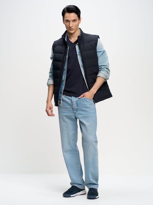 Big Star Big Star Man's V_neck_ss T-shirt 152054 Blue 403