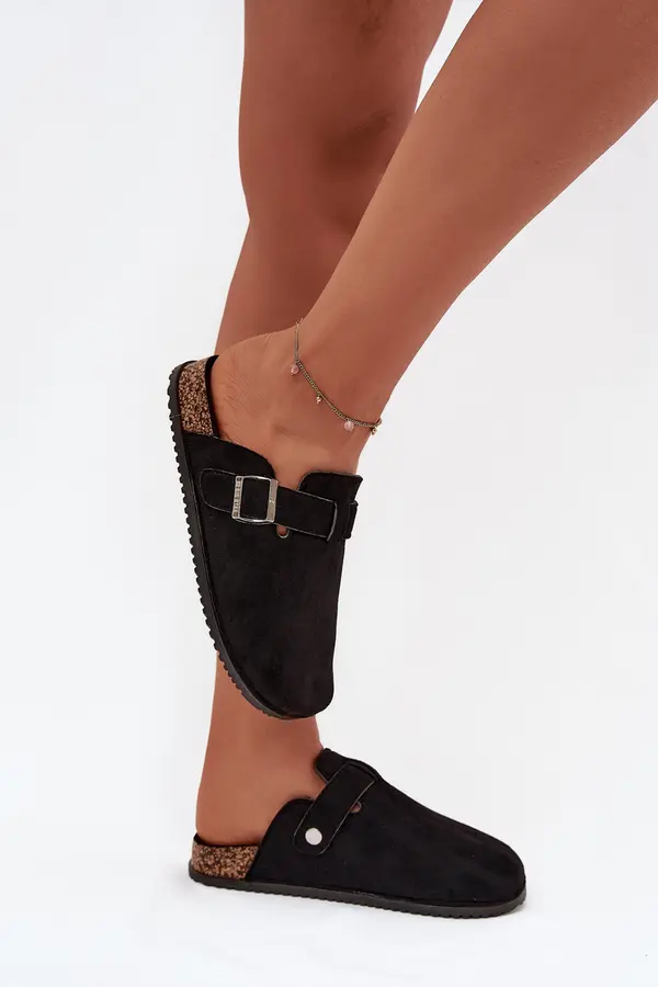 BIG STAR SHOES BIG STAR SHOES Дамски Чехли На Коркова Платформа Сребриста Копчка Big Star
