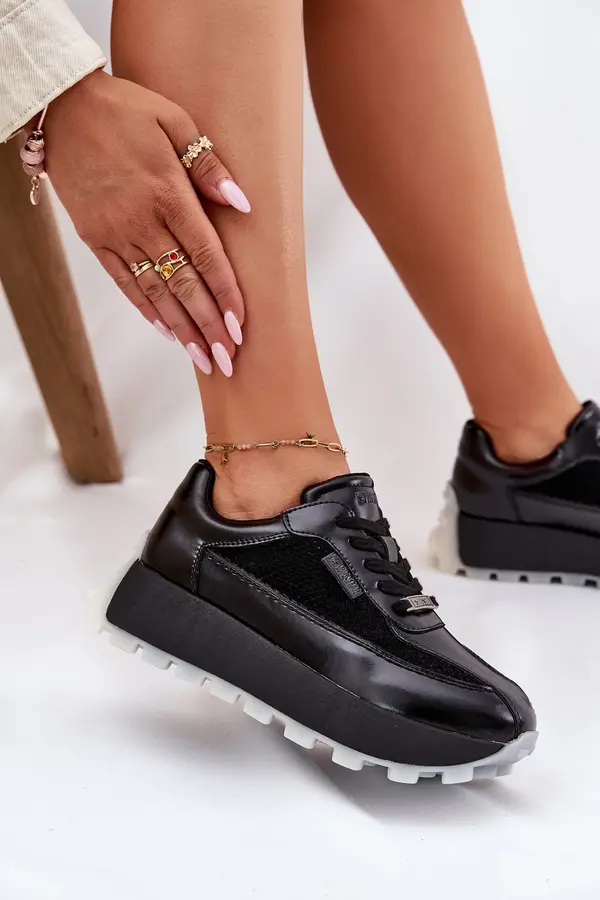 BIG STAR SHOES BIG STAR SHOES Дамски Кожени Кецове На Платформа Big Star