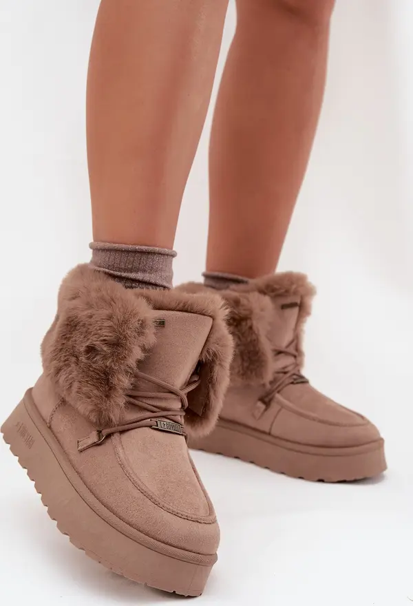 BIG STAR SHOES BIG STAR SHOES Дамски Снежни Чизми На Платформа С Козинка И Връзка Big Star