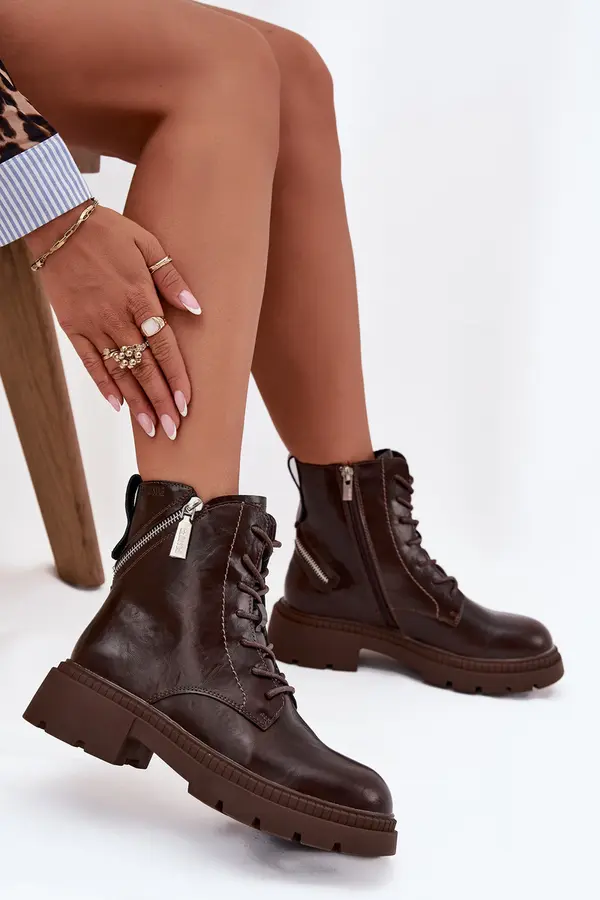 BIG STAR SHOES BIG STAR SHOES Кожени дамски работни ботуши с подплата Big Star