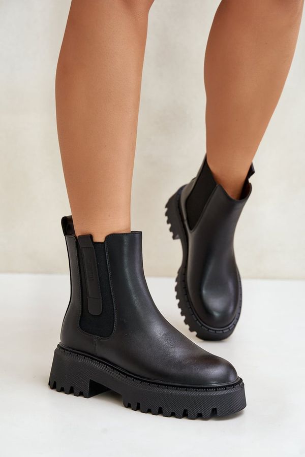 BIG STAR SHOES BIG STAR SHOES Кожени Топли Ботуши Челси За Жени Big Star