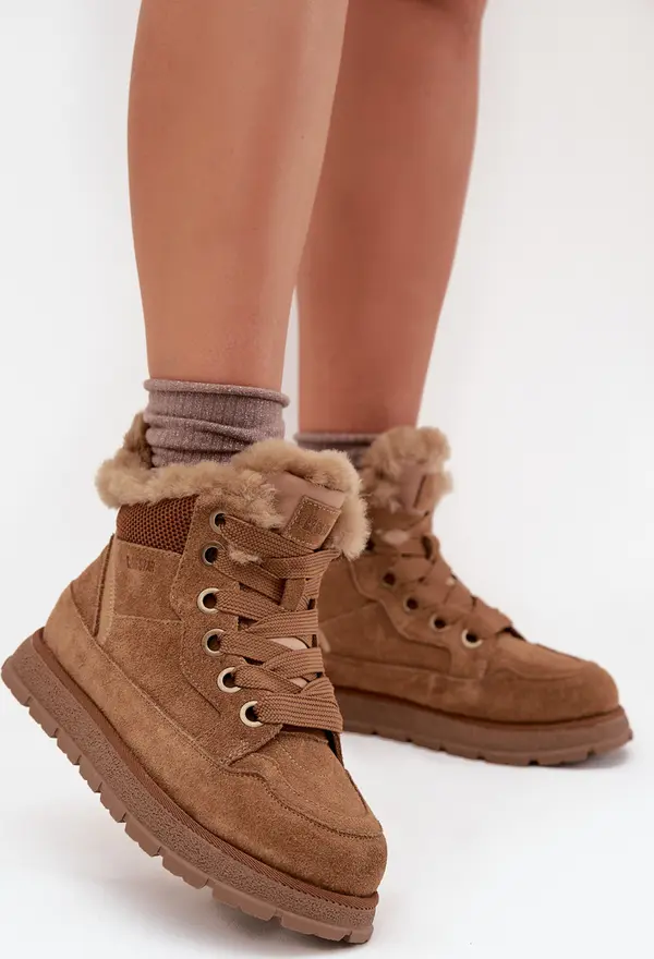 BIG STAR SHOES BIG STAR SHOES Замшеви Снежни Боти Трапери За Жени На Платформа С Козина Big Star