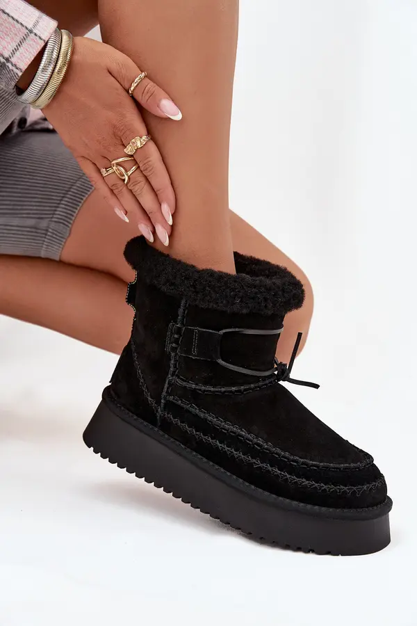 BIG STAR SHOES BIG STAR SHOES Завързани зими обувки за жени с декоративни шевове Big Star