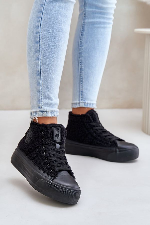 BIG STAR SHOES BIG STAR SHOES Зимни дамски маратонки с пухкава подплата тип агне Big Star