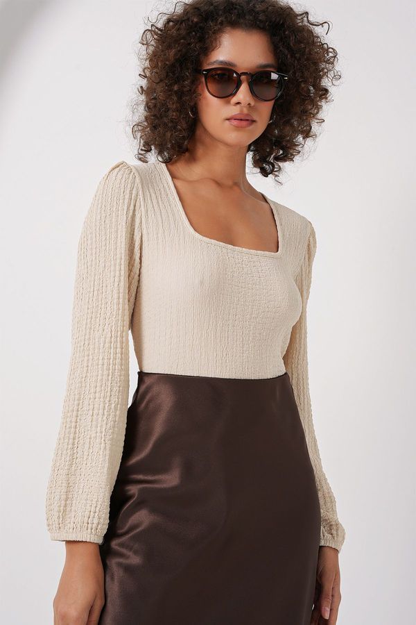 Bigdart Bigdart 0442 Long Sleeve Blouse - Cream