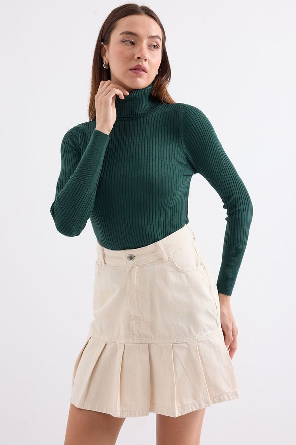 Bigdart Bigdart 10311 Turtleneck Knit Sweater - Emerald Green