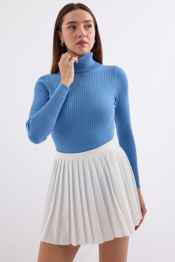 Bigdart Bigdart 10311 Turtleneck Knitwear Sweater - Blue