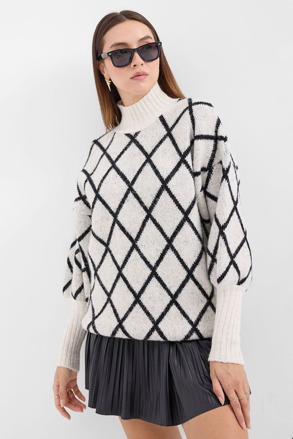 Bigdart Bigdart 15889 Turtleneck Oversize Knitwear Sweater - Black