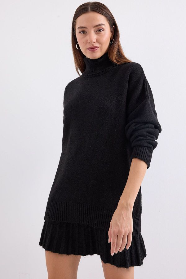 Bigdart Bigdart 15891 Sweater Skirt Knitwear Two Piece Set - Black